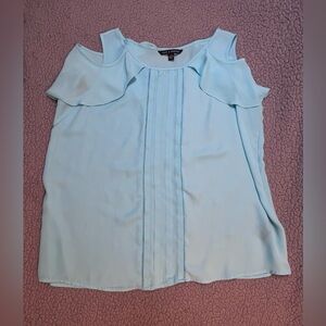 Zac & Rachel Cold Shoulder Blouse Light Blue Womens Size XL